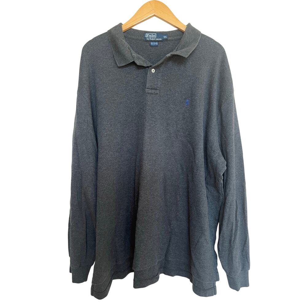 Polo Ralph Lauren Long Sleeve Polo Shirt Men’s XXL 2XL Dark Gray Cotton Preppy